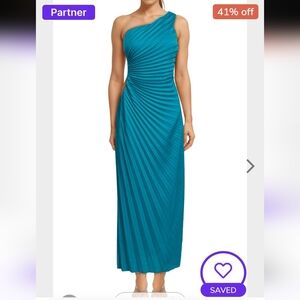 Delfi collective pleated one shoulder turquoise dress‎